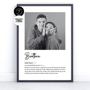 Impresión personalizada de definición de hermano, impresión de hermano, regalo para hermano, impresión de definición de foto / regalo de foto personalizado para él, hermanos