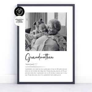 Impresión personalizada con la definición de abuela, regalo para abuela, impresión con foto/regalo con foto personalizado para ella, niñera, abuela