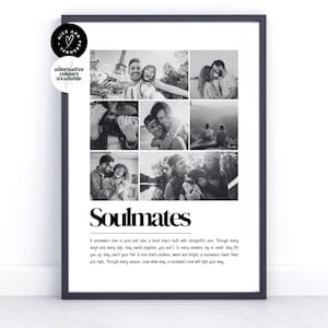 Impresión personalizada de definición de alma gemela, regalo para alma gemela, impresión de definición de foto / regalo de collage de fotos personalizado para ella, él, novio, esposa