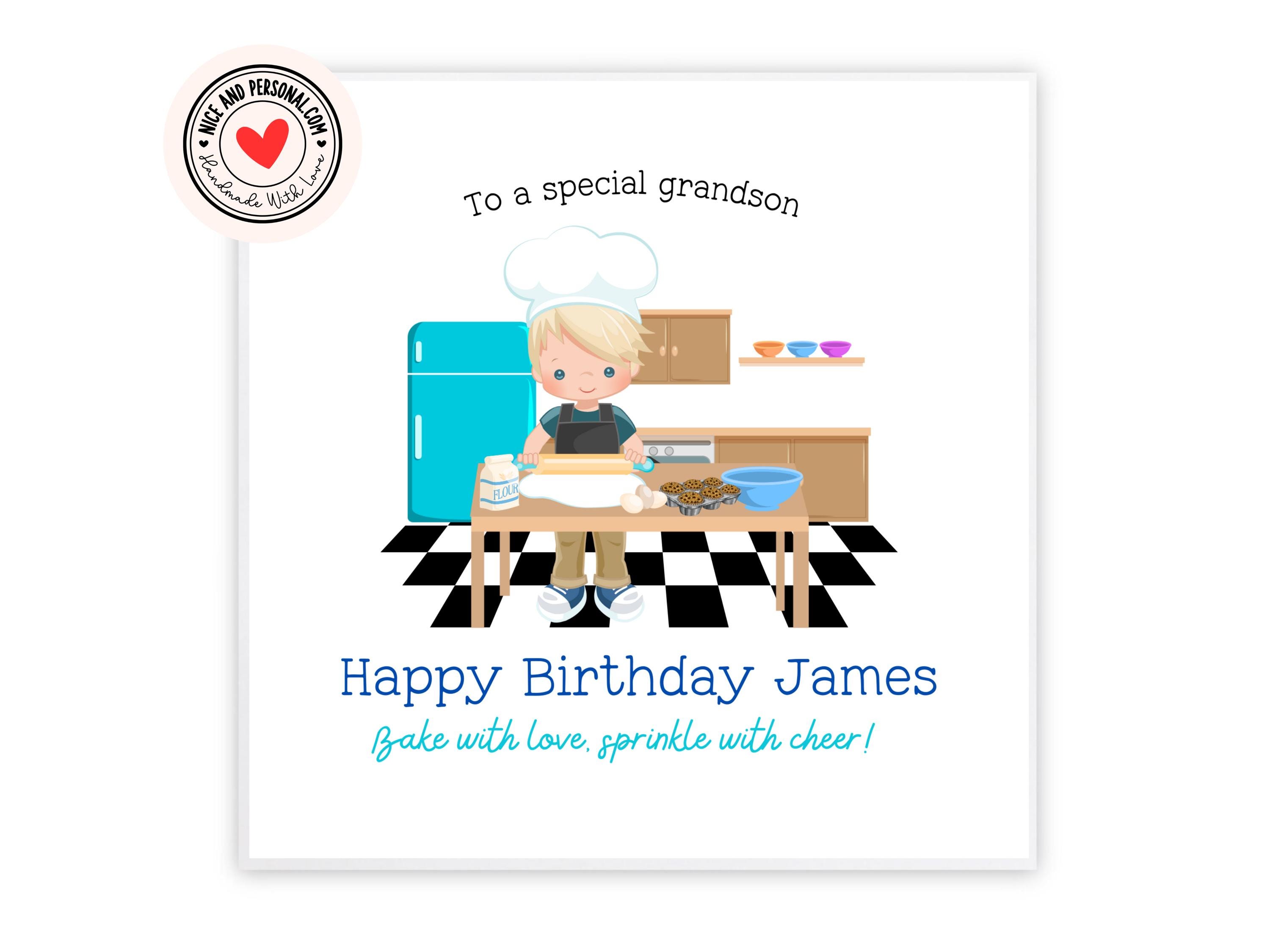 WBdesignz Chef - Biglietto regalo con busta, motivo: chef, biglietto d' auguri (quadrato