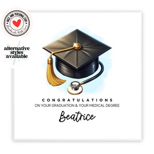 Card for Graduate of Medicine, Personalised Graduation Card for Her, Him, Daughter, Son, Granddaughter, Grandson, Brother, Sister, GH01