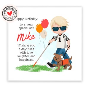 Biglietto di auguri di compleanno per ipovedenti / Congratulazioni, buona fortuna, ben fatto, biglietto di auguri di buon compleanno per lui, figlio, amico, fratello, nipote