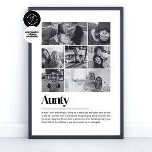 Impresión personalizada de definición de tía, regalo para tía, regalo de recuerdo, impresión de definición de foto / collage de fotos personalizado, regalo para ella, madrina
