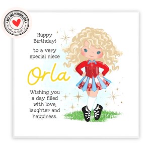 Karte Irische Tänzerin | Glückwunschkarte, viel Glück, gut gemacht, alles Gute zum Geburtstag für Sie, Tochter, Freund, Schwester, Enkelin, Nichte