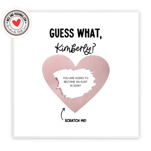 Devinez quelle carte, vous allez être une tante | à gratter pour faire-part de grossesse à thème Grossesse | Carte pour soeur, meilleure amie