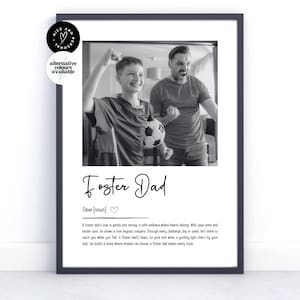 Impresión personalizada con la definición de "Padre de acogida", regalo para padre de acogida, recuerdo, impresión con foto/regalo con foto personalizado para él, papá, cuidador