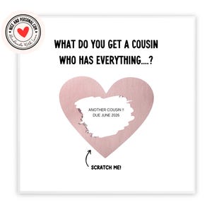 Un cousin qui a tout | à gratter pour faire-part de grossesse à thème Grossesse | Carte pour cousin, lui, elle