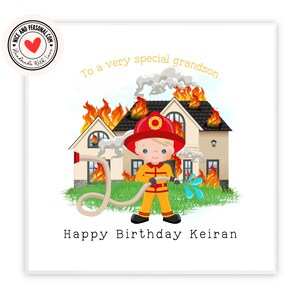 Tarjeta de bombero / Felicitaciones, buena suerte, bien hecho, tarjeta de feliz cumpleaños para él, hijo, amigo, hermano, nieto, sobrino, primo