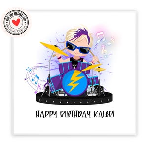 Cartão de baterista, cartão de músico | Parabéns, boa sorte, bem feito, cartão de feliz aniversário para ele, filho, amigo, irmão, neto, sobrinho