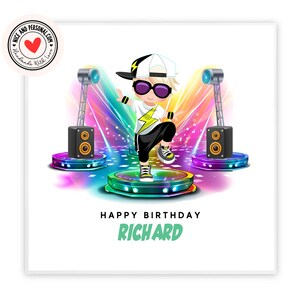 Tarjeta de breakdancer, tarjeta de bailarín / Felicitaciones, buena suerte, bien hecho, tarjeta de feliz cumpleaños para él, hijo, amigo, hermano, nieto 01