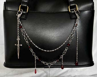 血まみれの短剣の財布チャーム｜個性的なグランジ風財布チェーン｜財布・パンツチェーン｜限定品の神秘的で神聖な｜ステンレススチール製財布アクセサリー