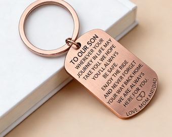 Son's gift, Parents gift for son, Parents's love keychian gift,Funny keychain,Customizable keychain,Memorial gift, Gift for son