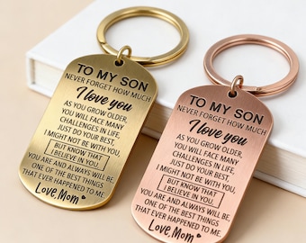 Son's gift,  Engraved keychain,To My Son I Love you Gift,Stainless Steel Keyring Gift From Mom, gift for son,Memorial gift, Gift for son