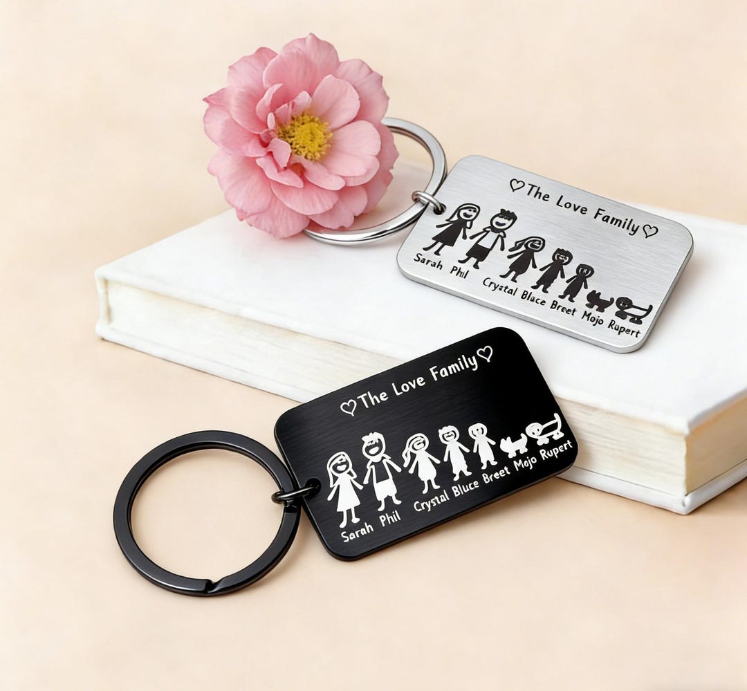 Personalized Family Keychain, Stainless Steel Memorial Gift - Etsy