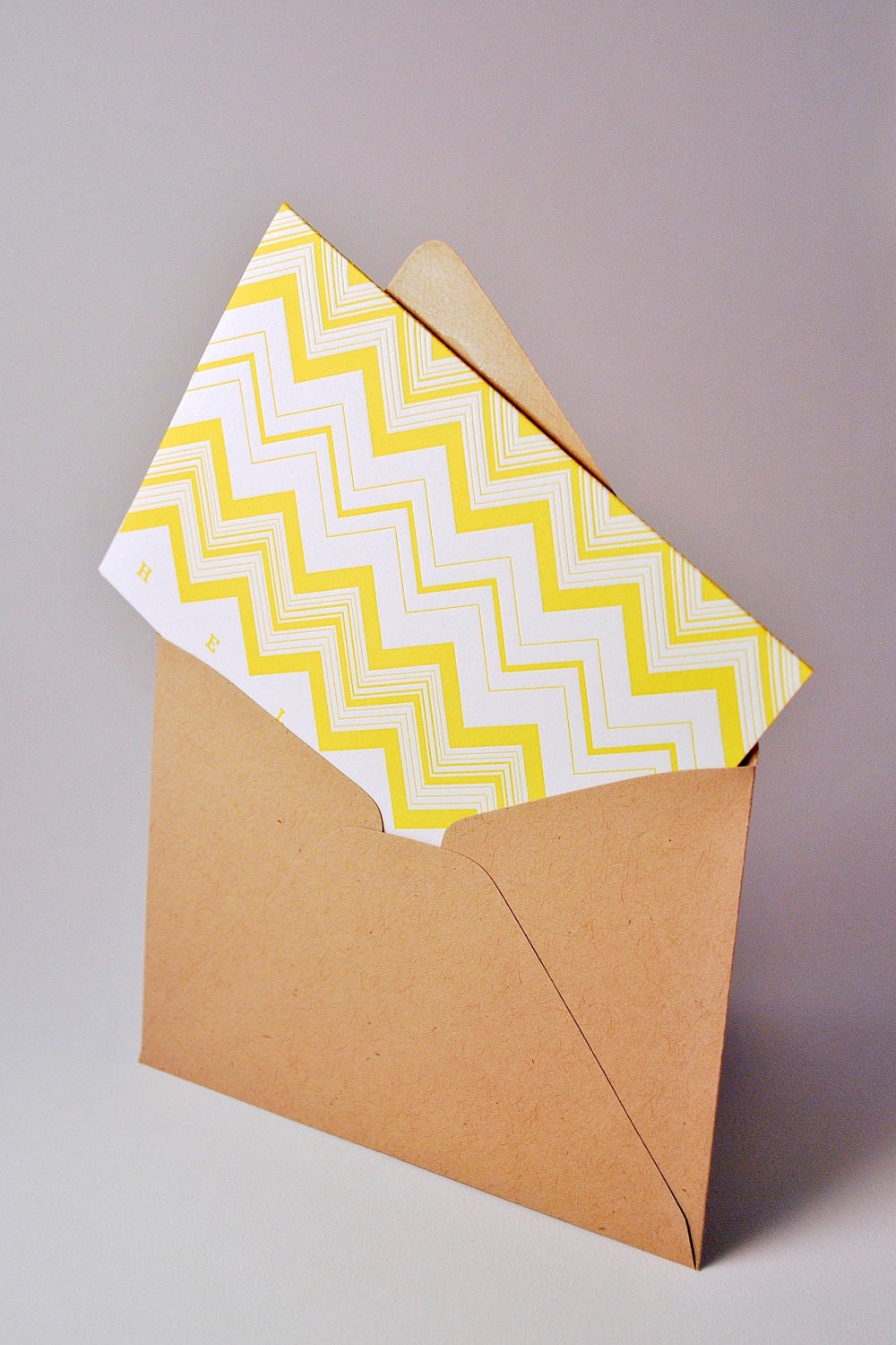 Chevron Hello Letterpress Greeting Card - Etsy