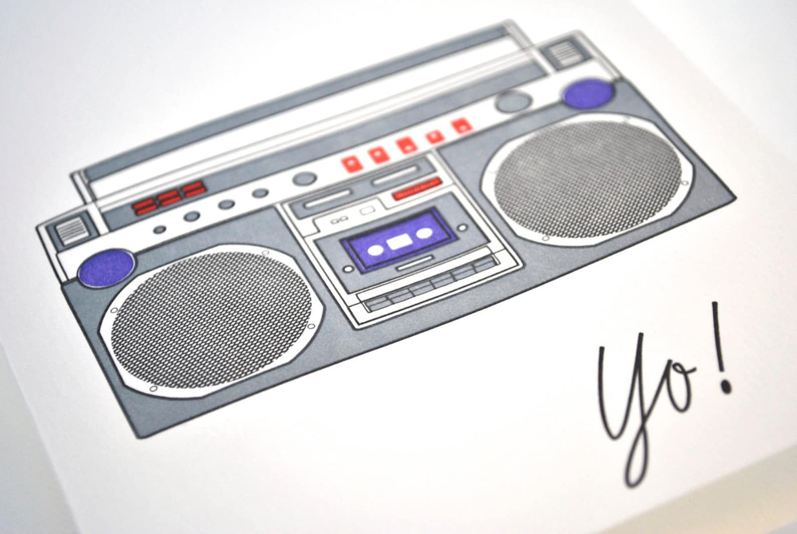Boombox Letterpress Greeting Card Etsy