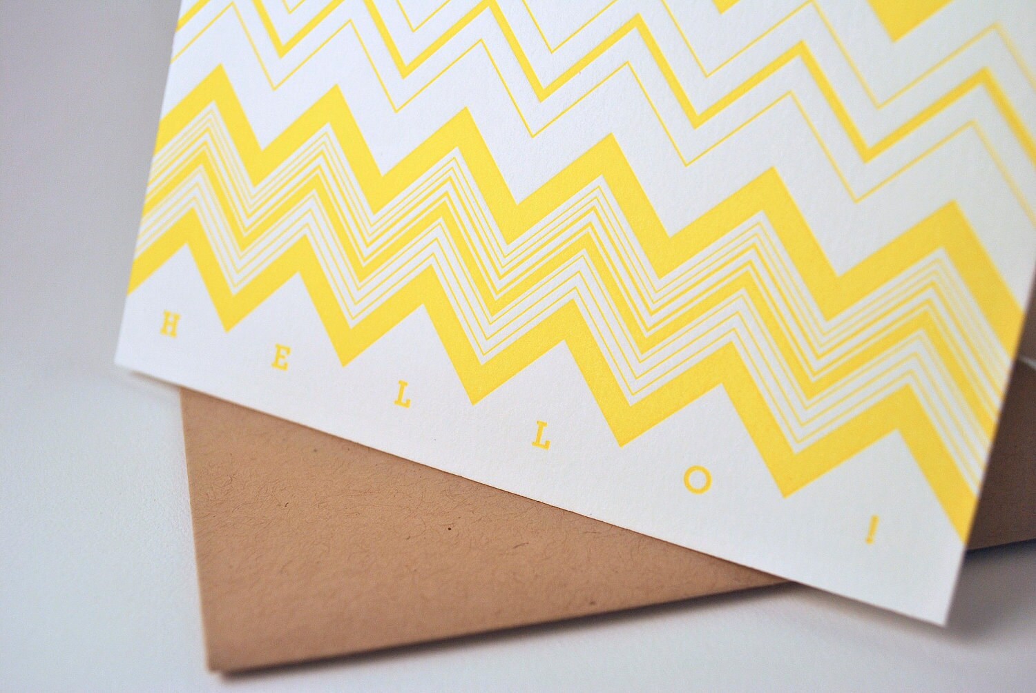 Chevron Hello Letterpress Greeting Card - Etsy