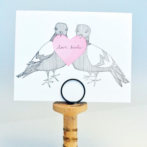 Lovebird Pigeons Letterpress Valentine