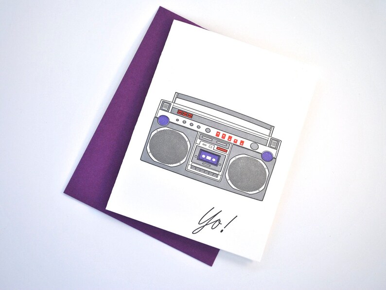 Boombox Letterpress Greeting Card Etsy