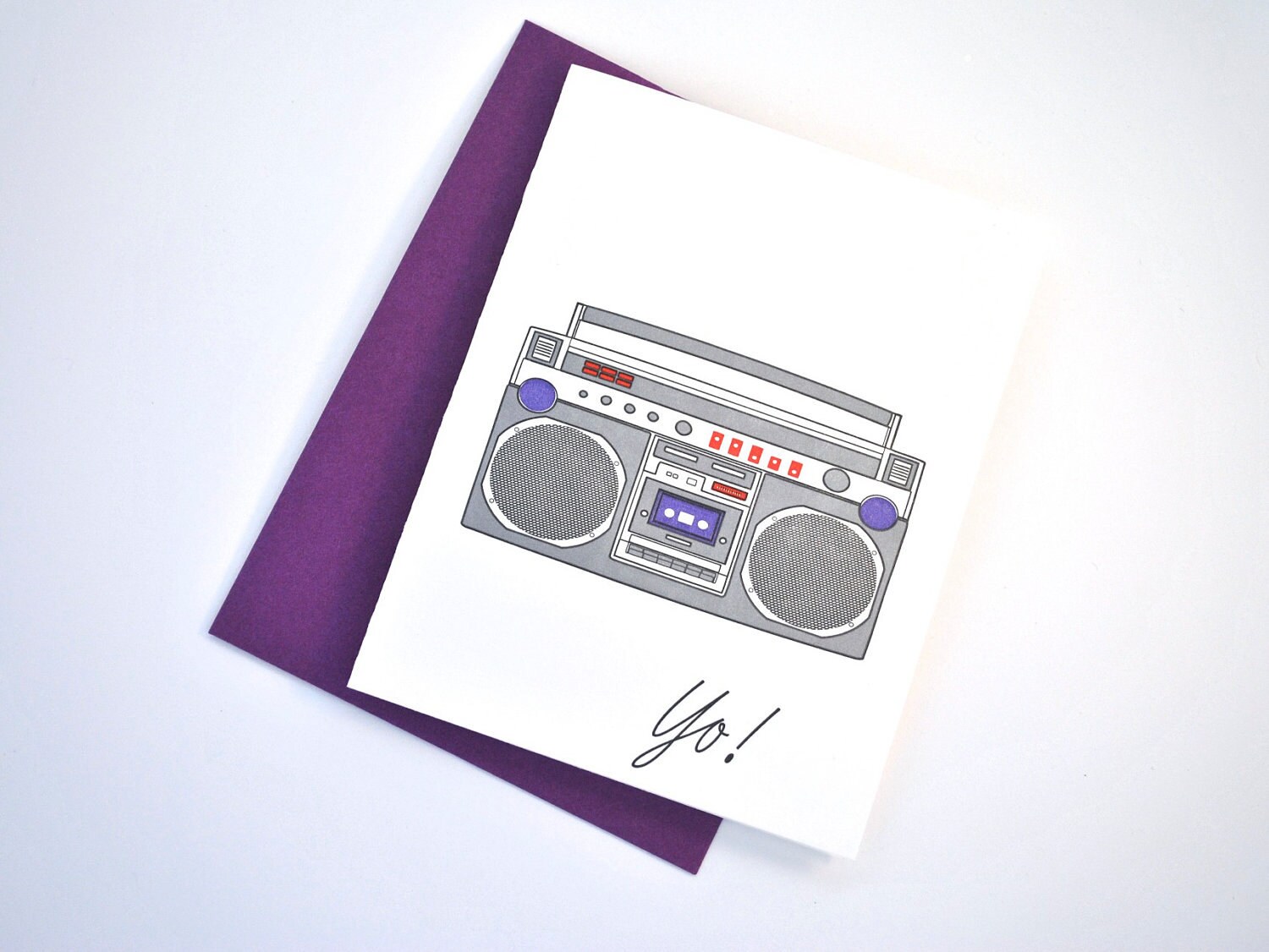 Boombox Letterpress Greeting Card Etsy