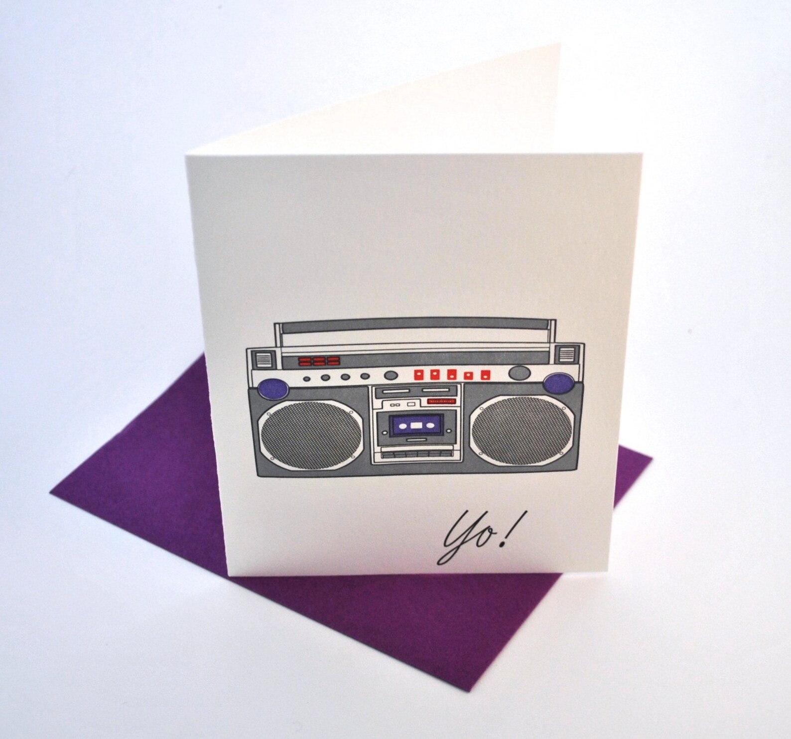Boombox Letterpress Greeting Card Etsy