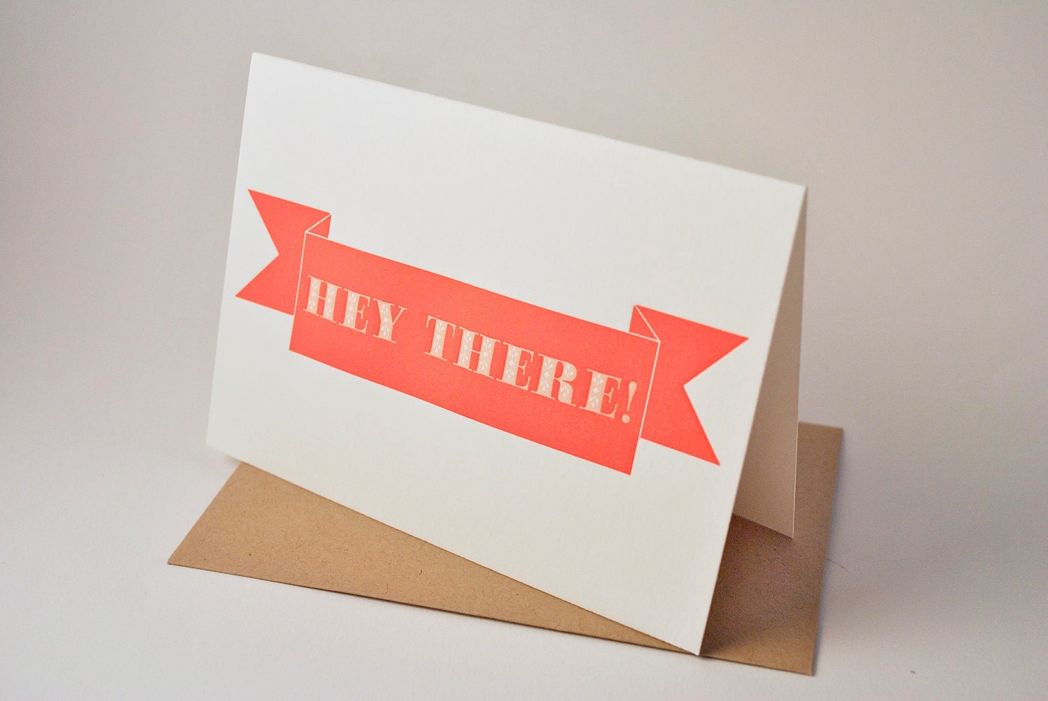 Rustic Ribbon Hey There Letterpress Greeting Card - Etsy