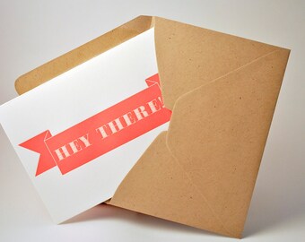 Rustic Ribbon Hey There Letterpress Greeting Card