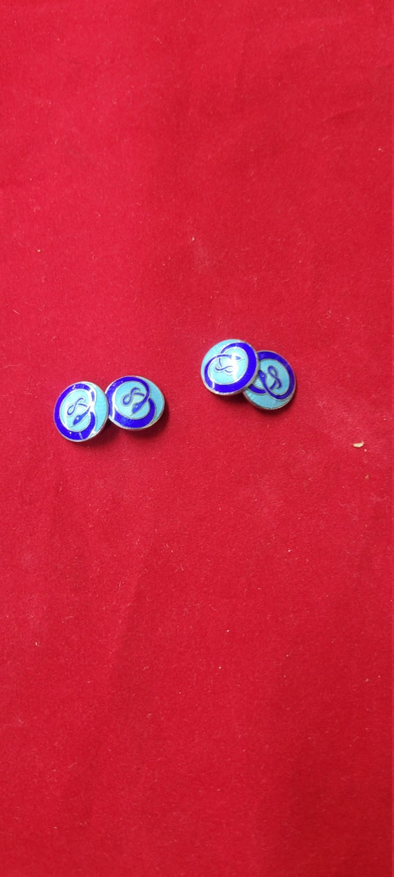 Sterling and enamel Cuff links