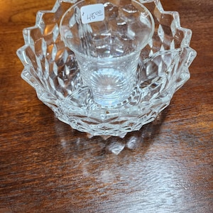 Fostoria American Ice dish with crab insert