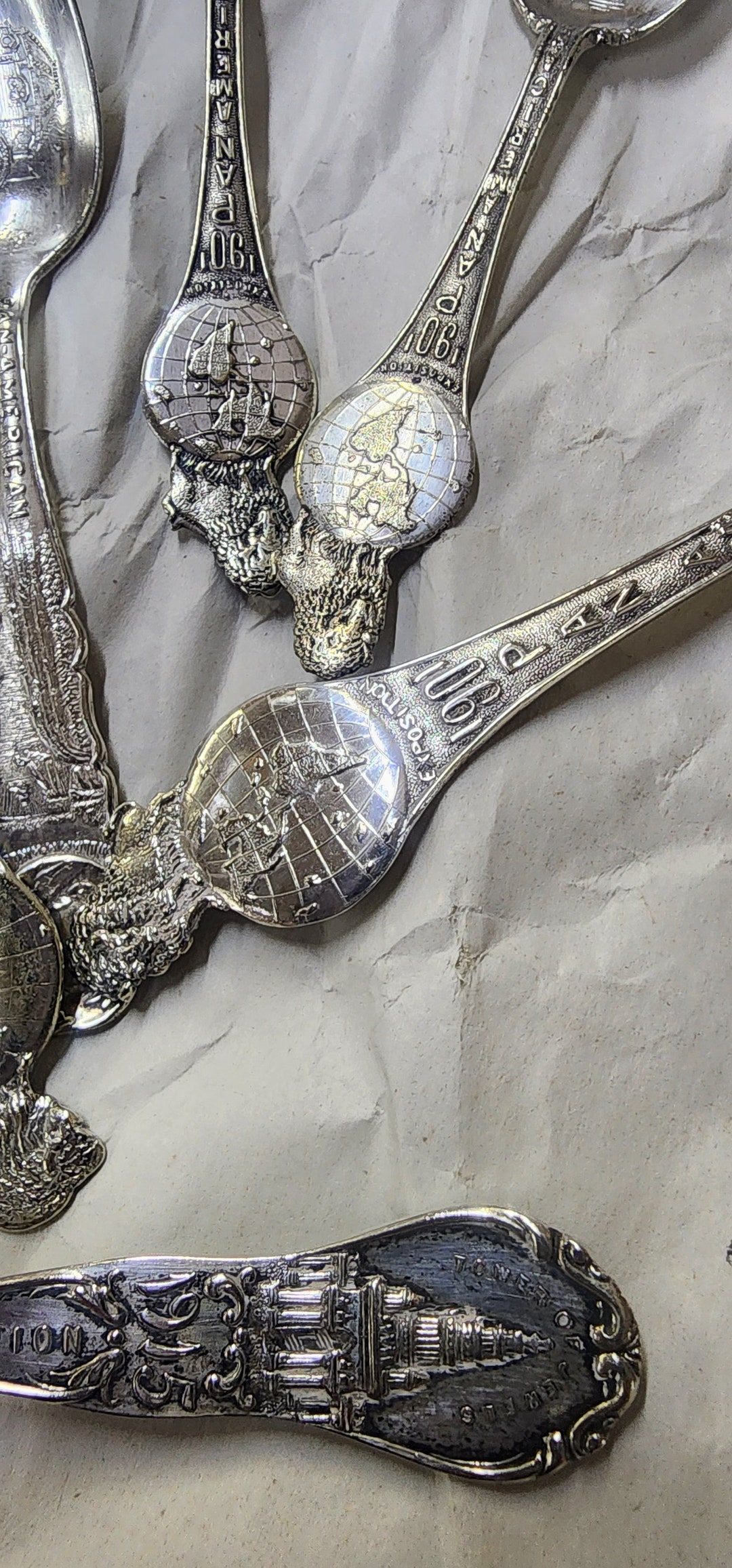 Silver Plated Souvenir Spoons Etsy