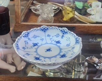 Royal Copenhagen Blue Fluted Full Lace Candy Dish