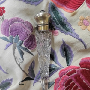 Cut glass and sterling silver perfume bottle