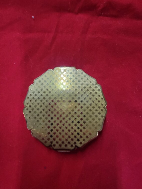 Stratton Compact: Silverplated Brass, Green Marca… - image 3