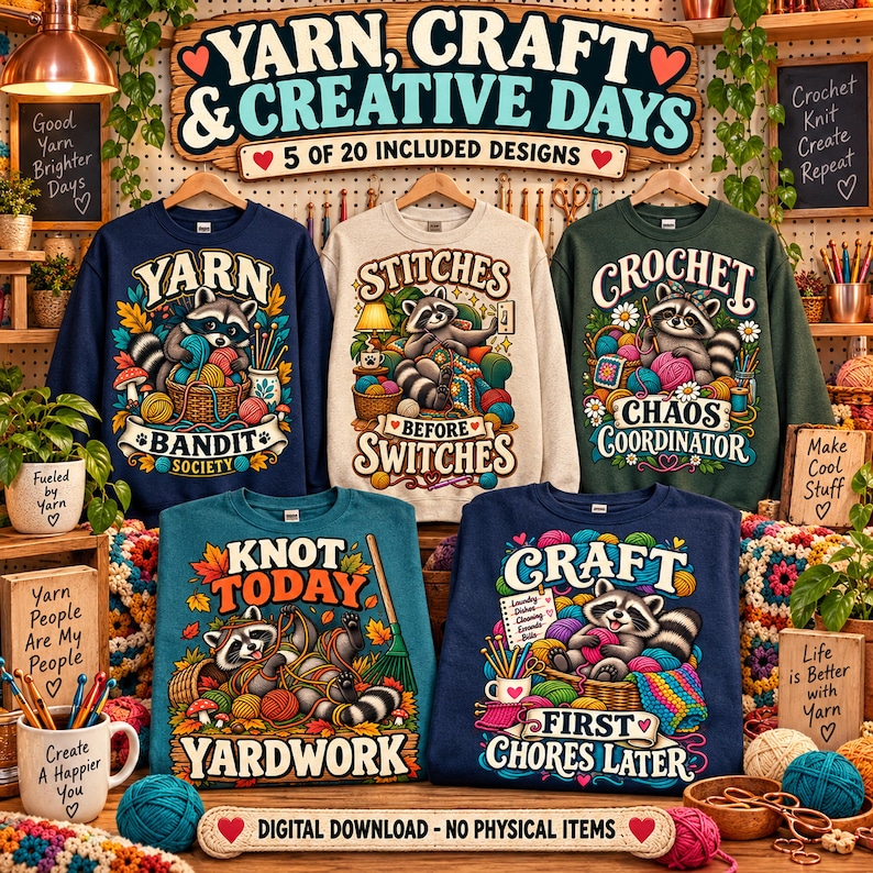 Maker and Engineer PNG Bundle, 20 Crochet, Scrapbook and Creative Hobby ...