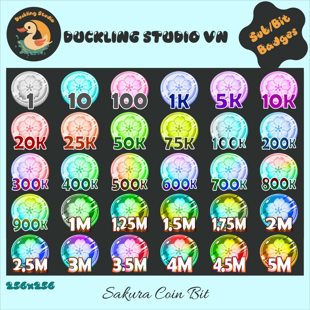 Sakura Coin Twitch Bit Badges, Cherry Blossom Coin Twitch Bit Badges ...