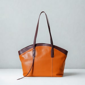 Genuine Leather Tote Bag: Large Cowhide Shoulder Purse - Vintage Style