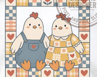 Vintage Grandma Chickens PNG, Cottagecore Folk Art Shirt Design, Retro Farmhouse Chicken Sublimation Download, Cute Hen DTF Transfer File