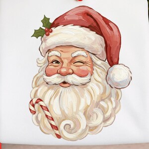 Vintage Winking Santa PNG, Retro Christmas Sublimation Design, Classic Santa Clipart for DTF Shirts, Trendy Holiday Graphic