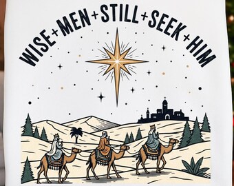 Los Reyes Magos aún lo buscan PNG, diseño de sublimación de Navidad cristiana, imágenes prediseñadas religiosas de la Natividad de los Tres Reyes Magos, archivo DTF para camisetas con la Estrella de Belén