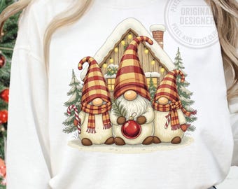Weihnachtswichtel (PNG), gemütliches, rustikales Weihnachtsmotiv für Sublimation, Vintage-T-Shirt-Grafik im Landhausstil, ländlicher Weihnachtswichtel (PNG-Download)