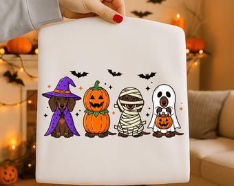 Halloween Dachshund PNG, Cute Costume Dogs Sublimation Design