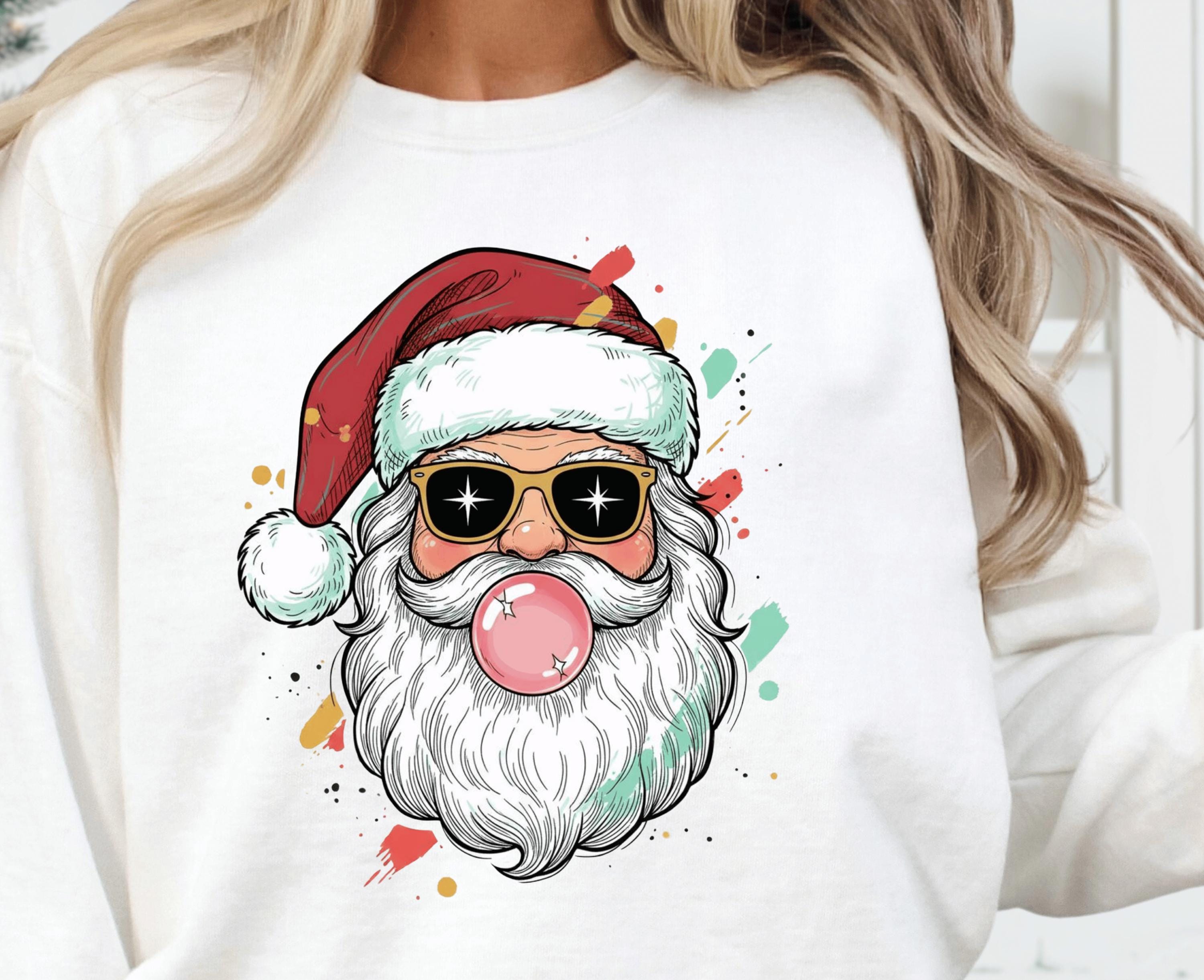 バブルガムサンタPNG、レトロなクリスマスサンタヘッド昇華