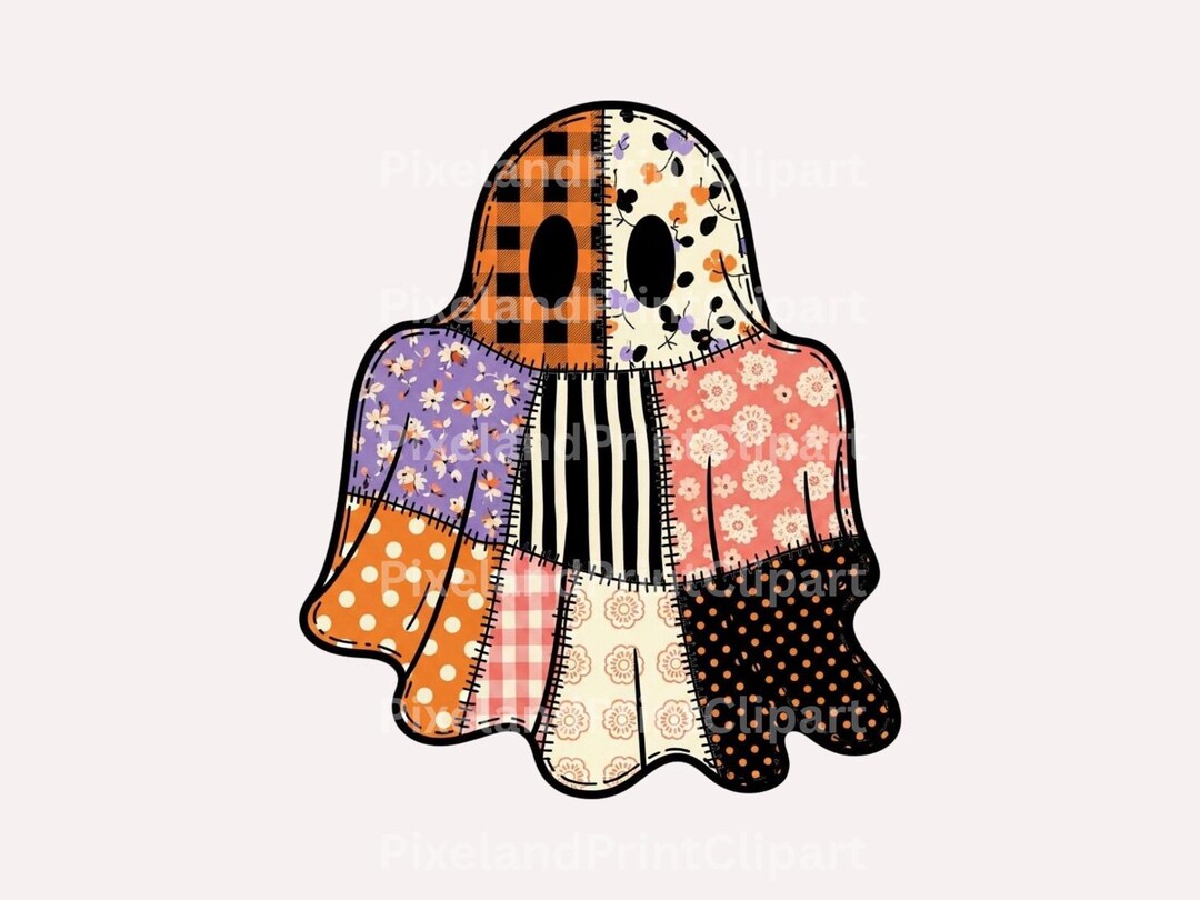 Patchwork Ghost PNG, Retro Halloween Quilted Ghost Clipart, Cute Spooky ...