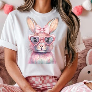 Lindo conejito PNG, adorable conejito con gafas, diseños de mamá y mini conejito, estilos de Pascua y acuarela, descarga digital