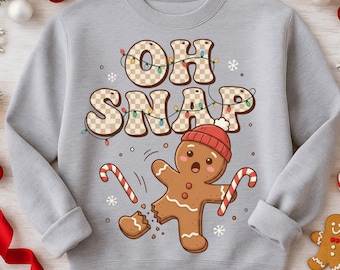 Oh Snap Gingerbread Christmas PNG, Retro Holiday Design (Digital Download)