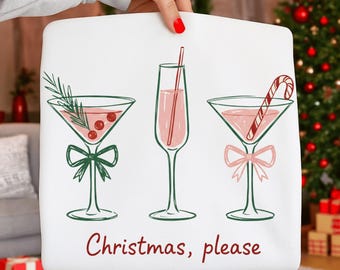 Retro Christmas Cocktail PNG, Hand-Drawn Festive Drink Clipart (Digital Download)