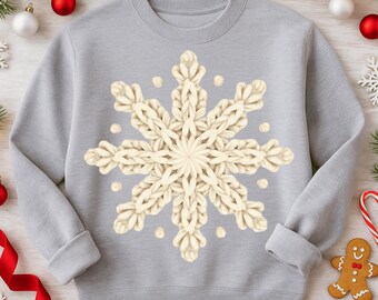 Crochet Snowflake PNG, Chunky Knit Christmas Clipart (Digital Download)
