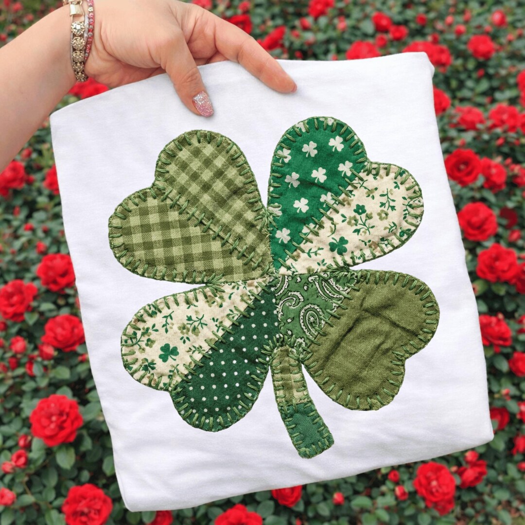Quilted Shamrock Patchwork PNG, St Patrick's Day Applique Design ...