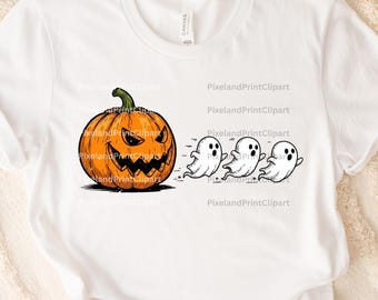 Retro Halloween Ghost PNG, Jack O Lantern Sublimation Design (Digital Download)