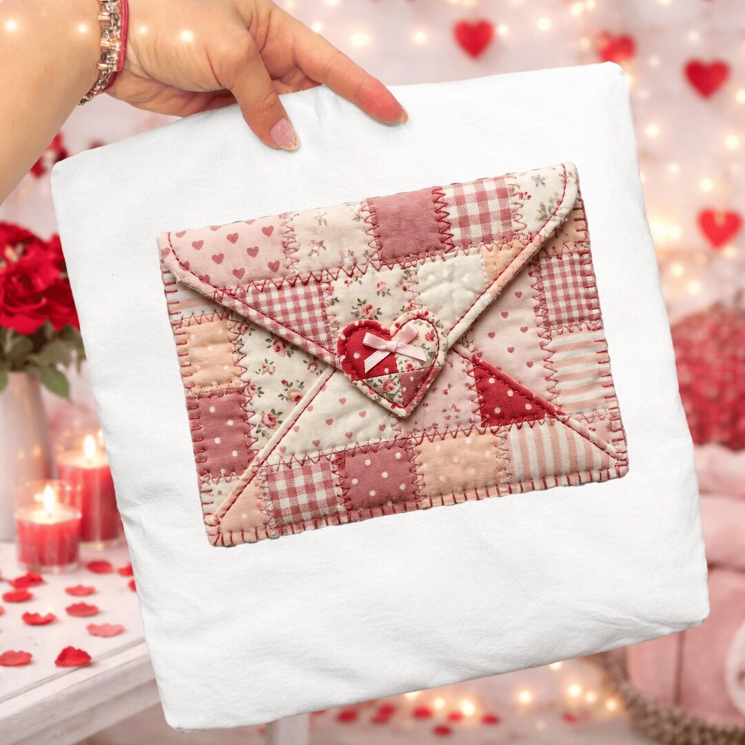 Carta de amor de San Valentín PNG, ilustración de sobre de patchwork ...